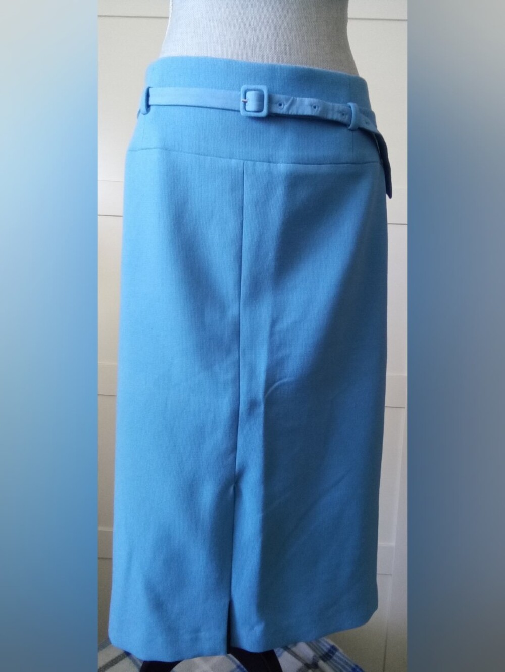 Ann Taylor Belted Sky Blue Pencil Skirt